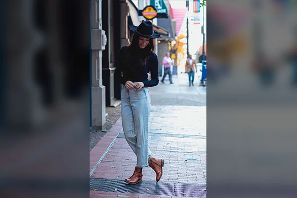 Boot Cut Jeans with Leather Ankle Boots