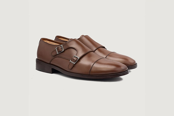 Boston Double Monk Strap Brown Suede Leather Shoes