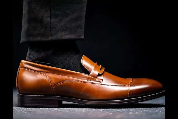 Brown Loafers with a Black Suit