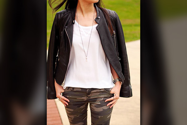 Camo Pants With Biker Jacket