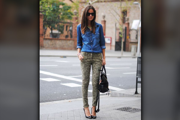 Camo Pants With Denim Shirts