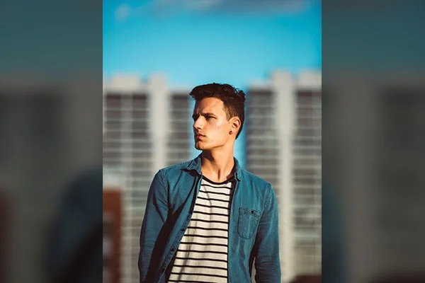 Chambray Shirt Over Striped Tee