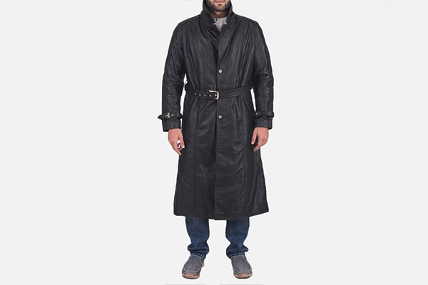 9. Daniel Black Leather Trench Coat 