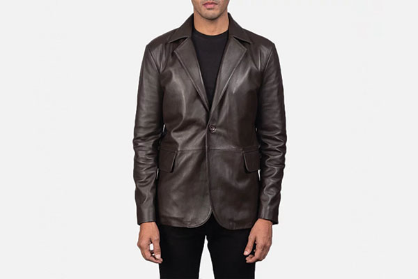 5. Daron Brown Leather Blazer