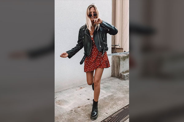 Dress and Leather Jacket