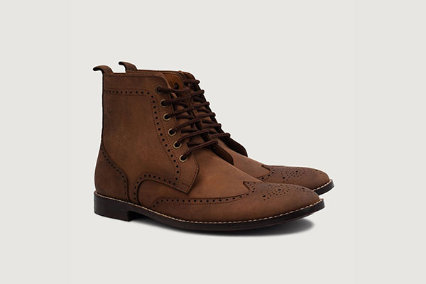 Duster Brogues Derby Oil Pull-up Brown Leather Boots