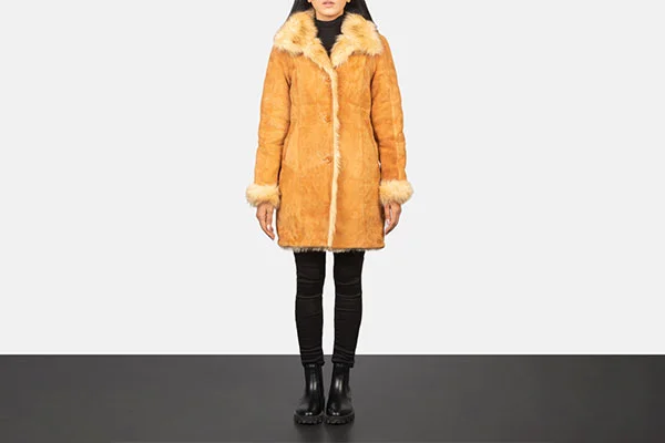Erica Shearling Beige Leather Coat