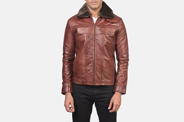 Evan Hart Fur Brown Leather Winter Jacket