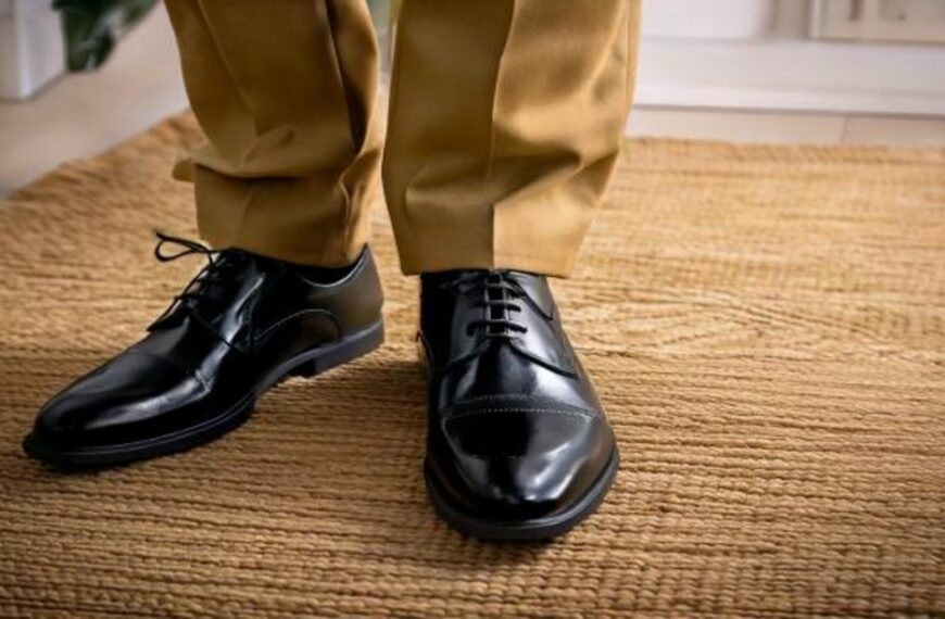 Pair Black Shoes with Khaki pants