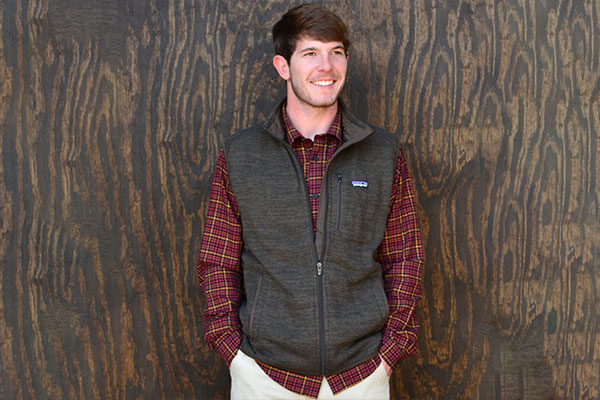 Fleece Vest with Plaid Shirt