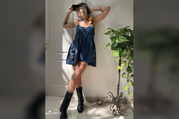Grunge Outfit with Plaid Dress