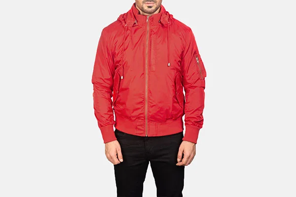 Hanklin Ma-1 Red Hooded Bomber Rain Jacket