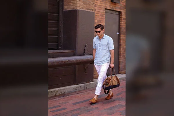 Khaki Pants with Denim Shirt 