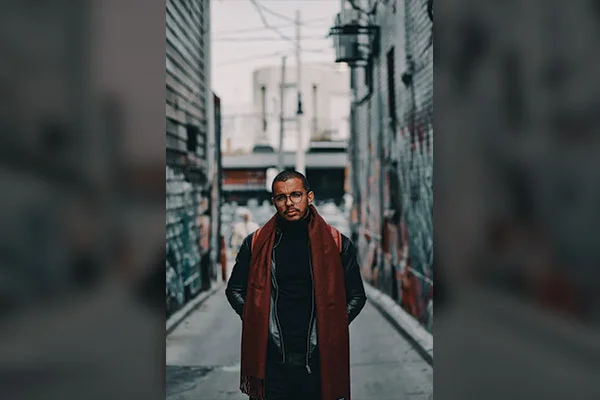 Leather Jacket with a Scarf