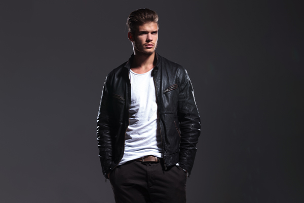 T-Shirt With Black Leather Jacket