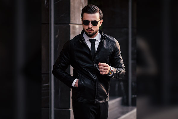 Leather Jackets With Shirt & Tie