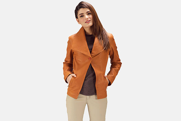 Lee Tan Brown Leather Blazer