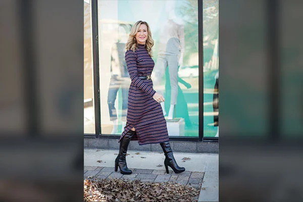 Feminine & Fabulous Ways to Wear Sweater Dress with Boots