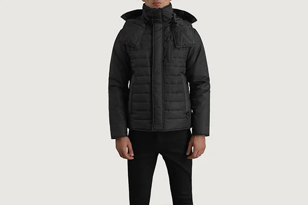Malcolm Black Hooded Puffer Rain Jacket