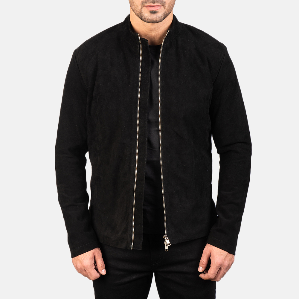 Charcoal black leather jacket

