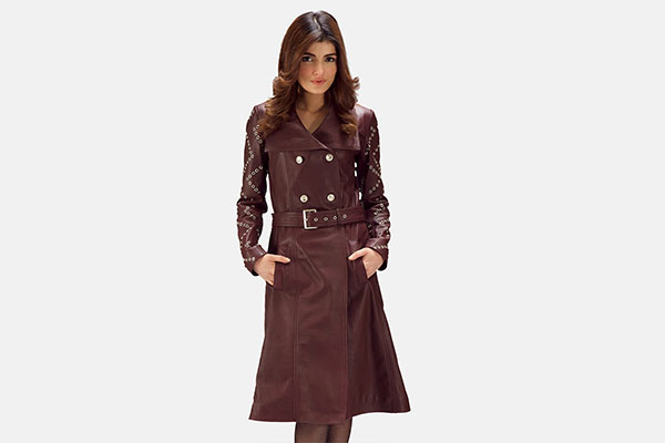 Missoni Maroon Leather Trench Coat