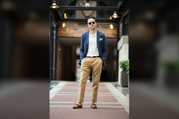 Navy Blazer with Khaki Pants 