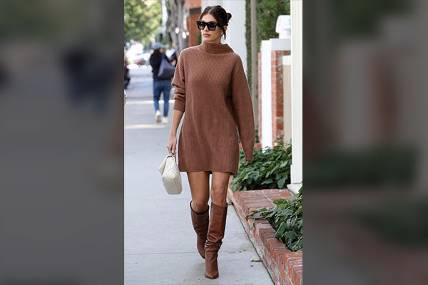 Oversized Sweater Dress with Boots