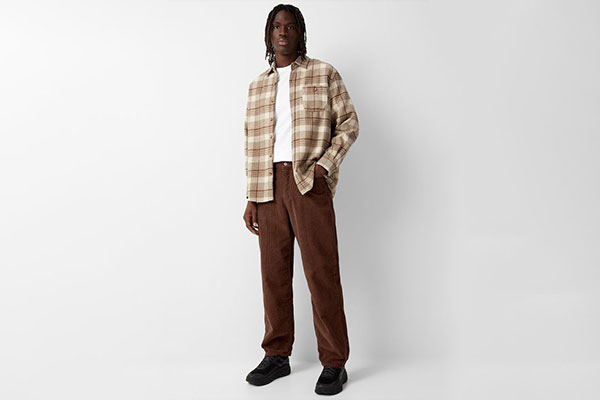 Plaid Shirts with Cordory Pants 