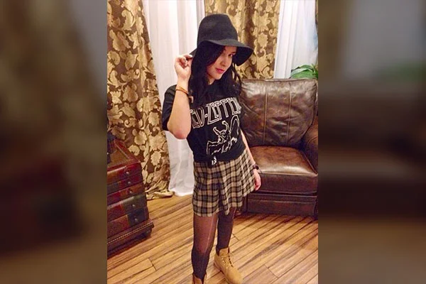 Plaid Skirt with a Raglan T-shirt