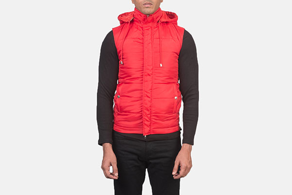 Fuston Red Hooded Puffer Vest