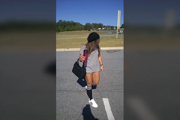 Retro Girl - Striped Knee High Socks + Joggers