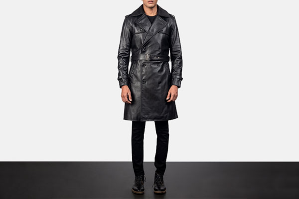 Royson Black Leather Coat