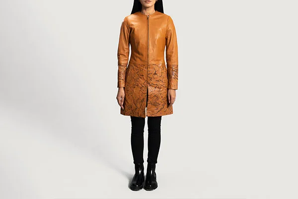 Sandy Tan Dye Leather Coat