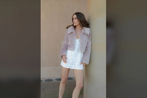 Sherpa jacket With Short Dress