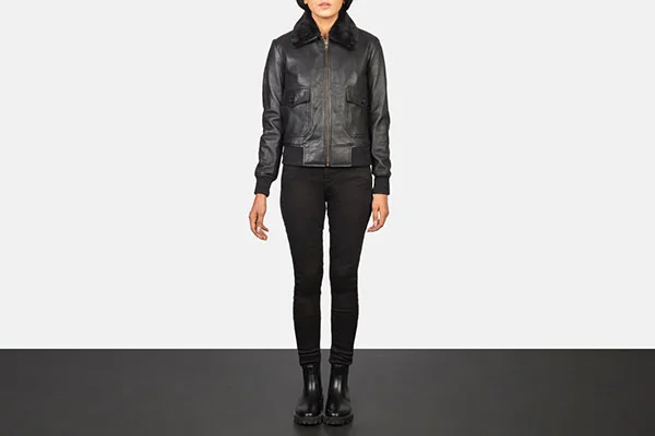 Stella G-1 Black Leather Bomber Jacket