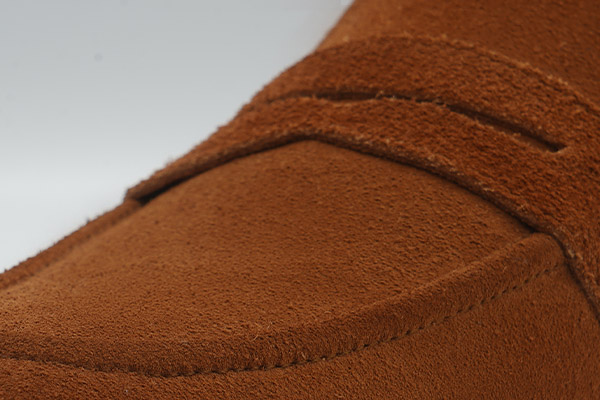 Closeup Of Cowhide Suede Leather Loafers by The Jacket Maker 