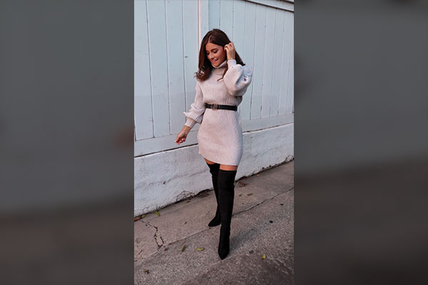 Sweater Dress with Tall Boots