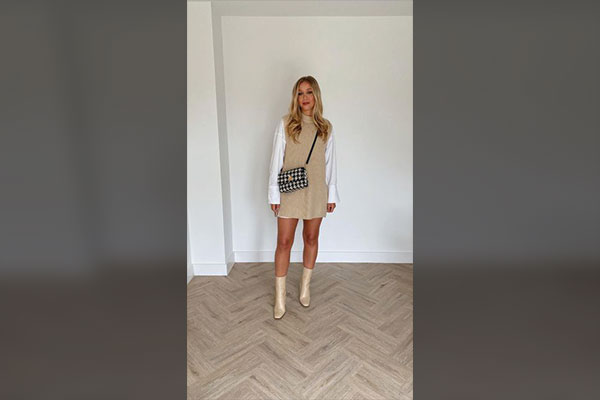 Sweater Vest With A Long-Sleeve Dress