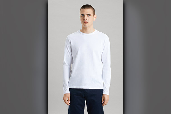 Long Sleeve Crew Neck White T-shirts