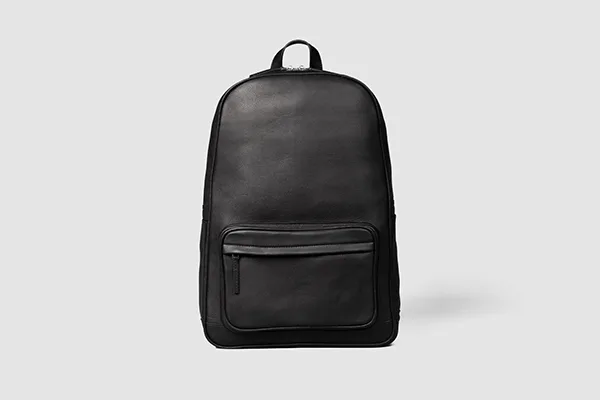 The Philos Black Leather Backpack