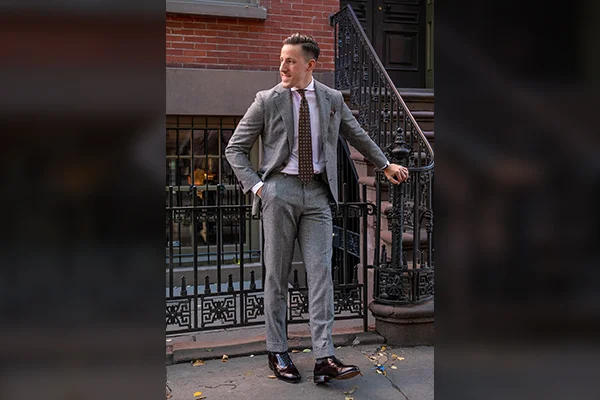 Toe Cap Monk Strap Shoes + Gray Suit