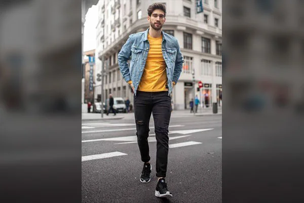 Mustard shirt outfit mens best sale