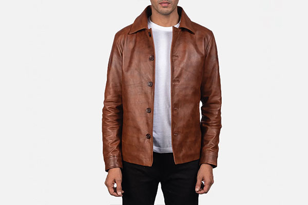 affle Brown Leather Jacket 