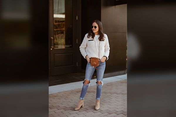 White Sherpa Jacket Outfit