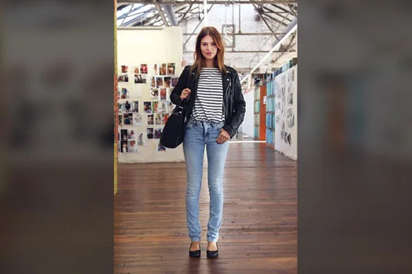 White, or Striped T-shirt and Jeans