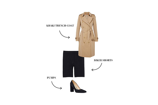 With A Khaki Trench-Coat And Pumps