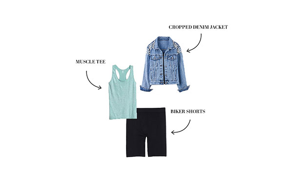With A Muscle Tee + Cropped Denim Jacket