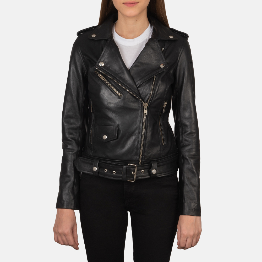 Alison Black Leather Biker Jacket
