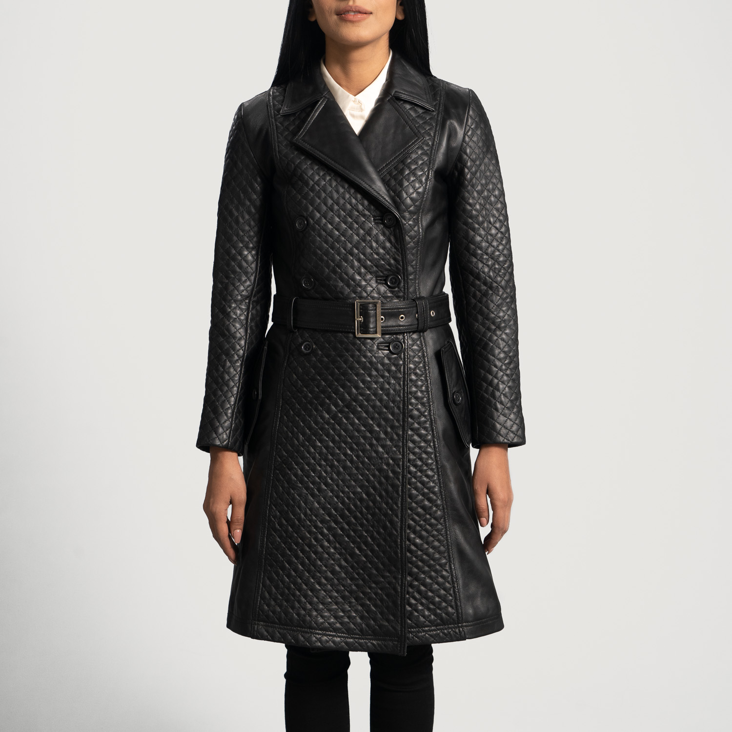 Sweet Susan Black Leather Trench Coat
