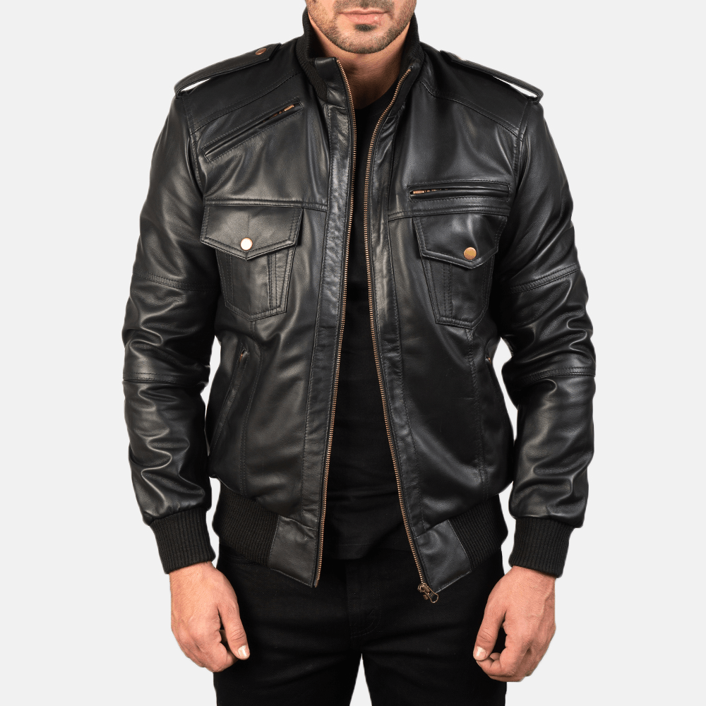 Agent Shadow Best Black Leather Bomber Jacket